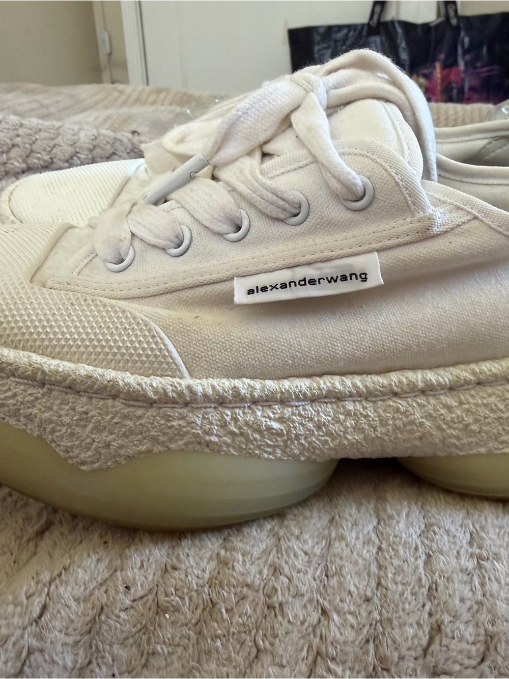 Alexander Wang Cream Platform Lace-Up Sneakers